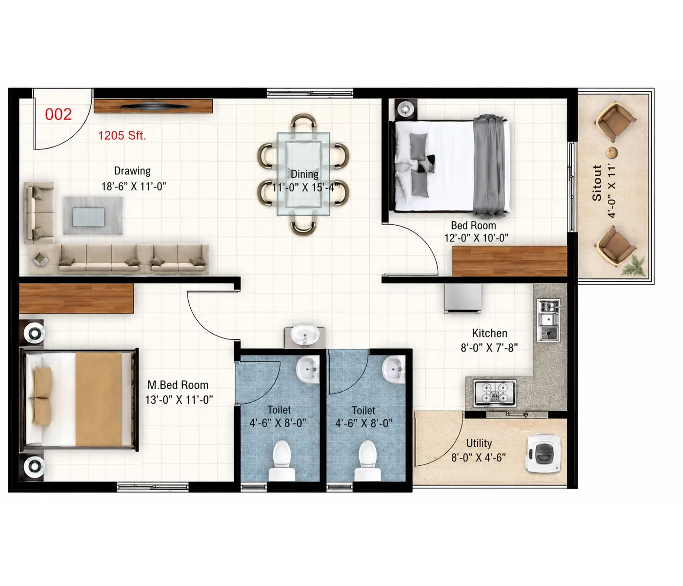 sanjeevini srushti 2 bhk floor plan