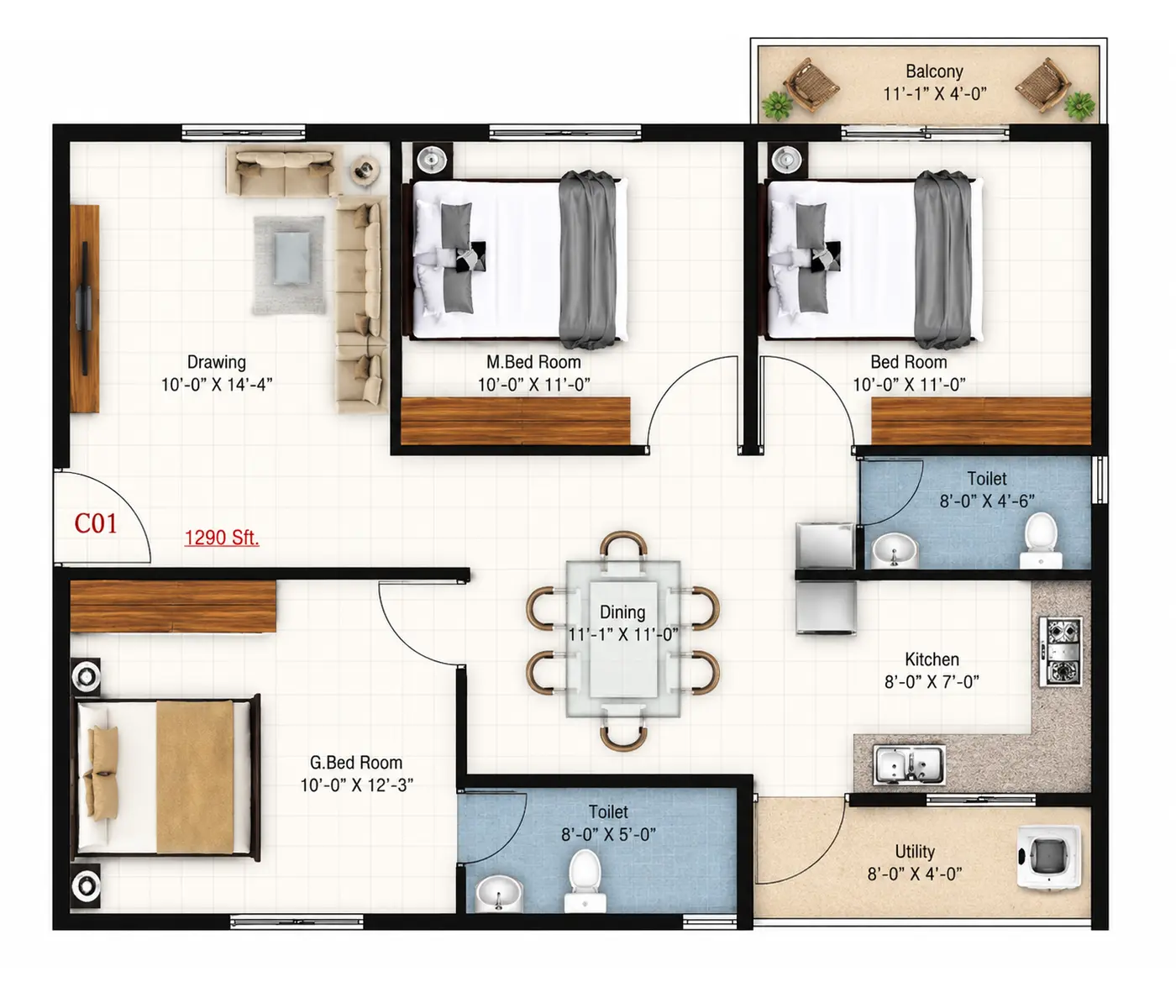 sanjeevini srushti 3 bhk floor plan