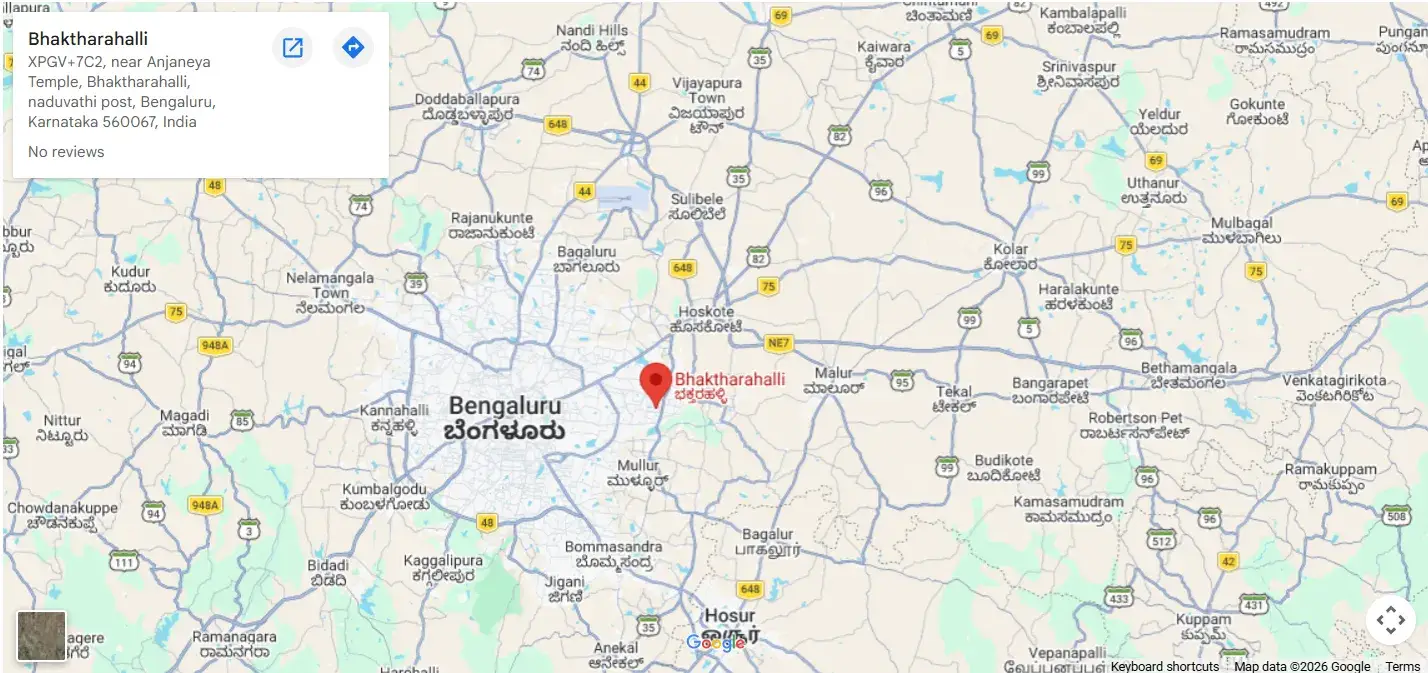Bhaktharahalli Whitefield Location in map