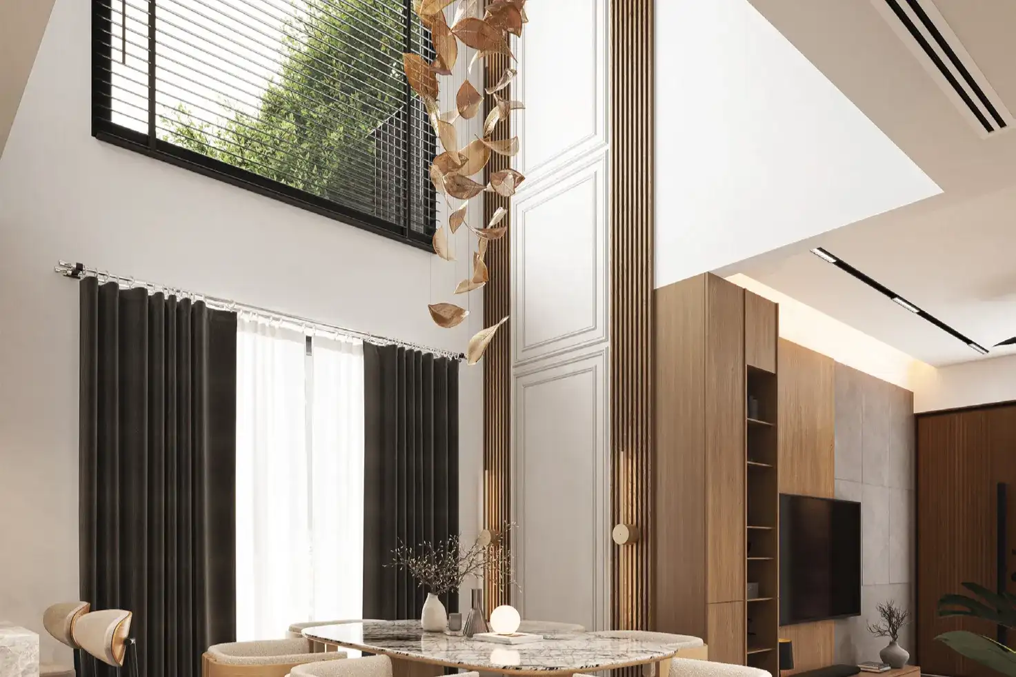 double height living at the berries for birds by sanjeevini srushti